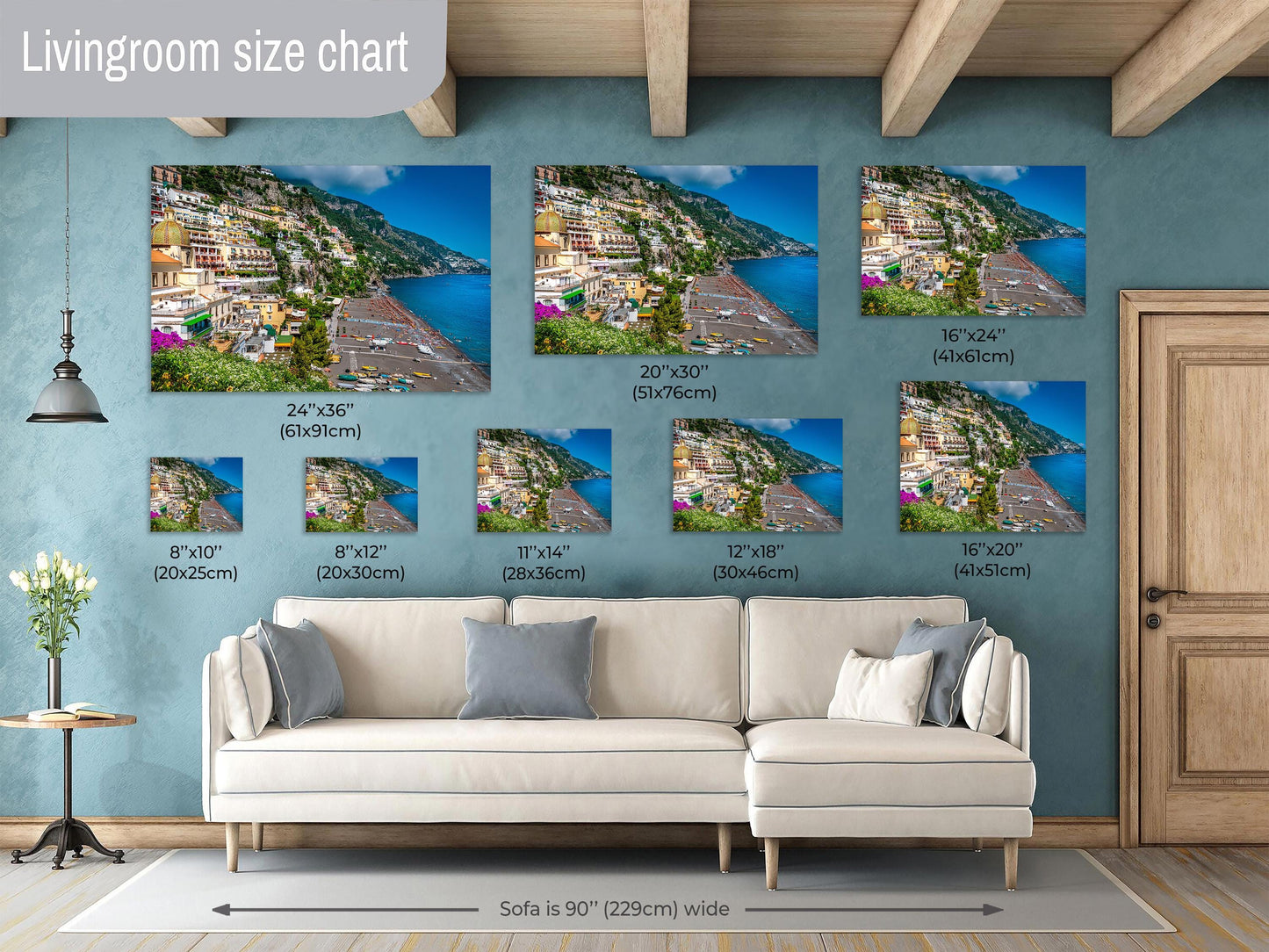 Positano Italy Canvas Print, Italy Photography, Amalfi Coast Photo, Beachfront, Positano Photography