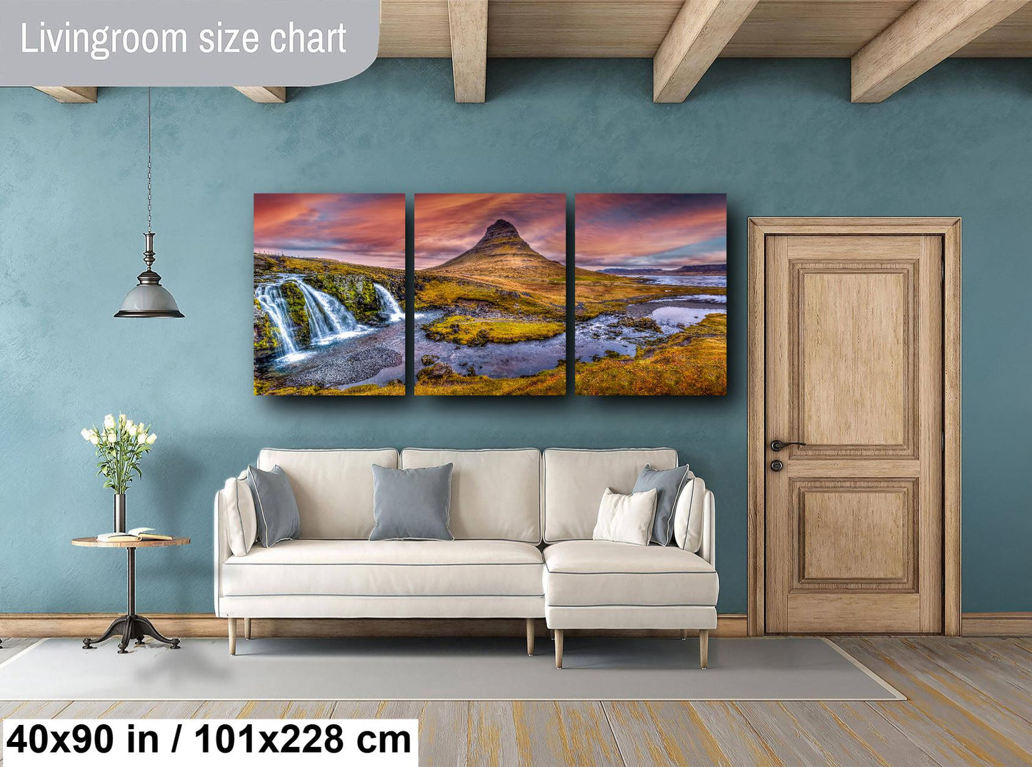 Iceland Waterfalls Print, Kirkjufell Mountain, Sunset, Canvas Wall Print, Fine Art Photography, Snaefellsnes