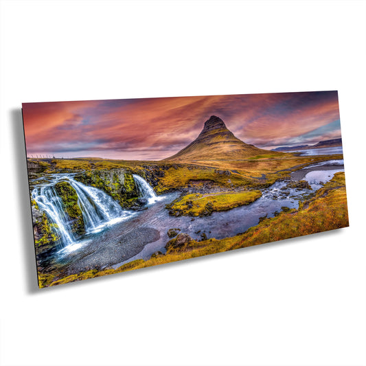 Iceland Waterfalls Print, Kirkjufell Mountain, Sunset, Canvas Wall Print, Fine Art Photography, Snaefellsnes