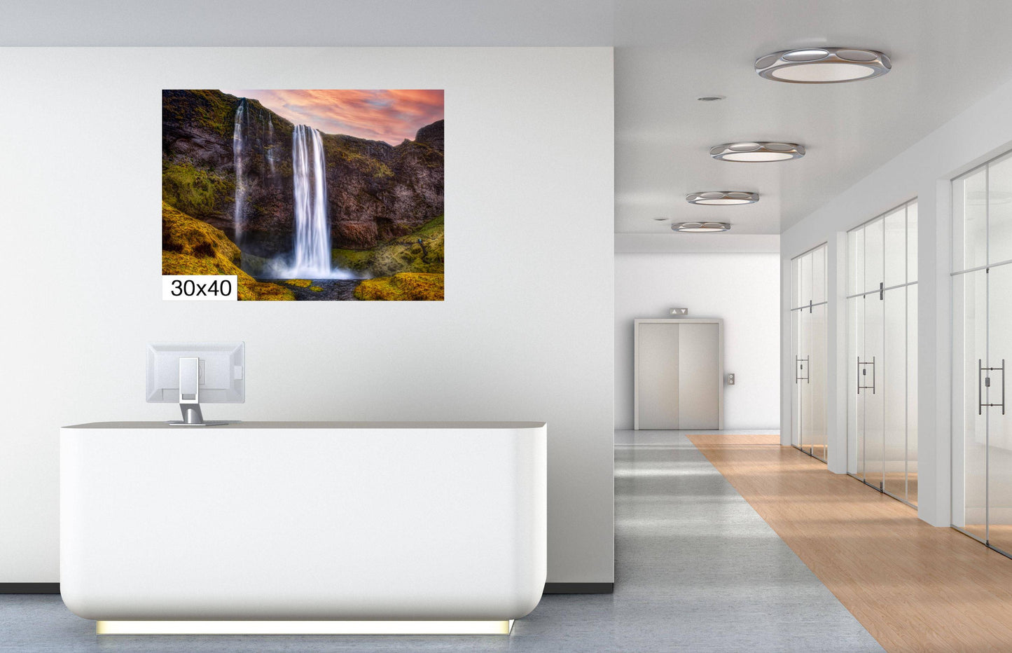 Iceland Waterfalls Canvas Print, Iceland Photography, Landscape Image, Photo Art, Canvas Wall Art, Iceland Landscape