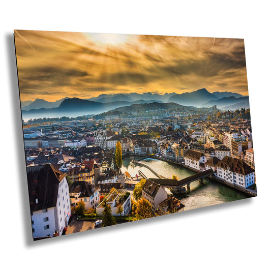 Lucerne Cityscape Print, Lucerne Sunrise Photo Art, Canvas Print, Canvas Wall Art, Fine Art Print