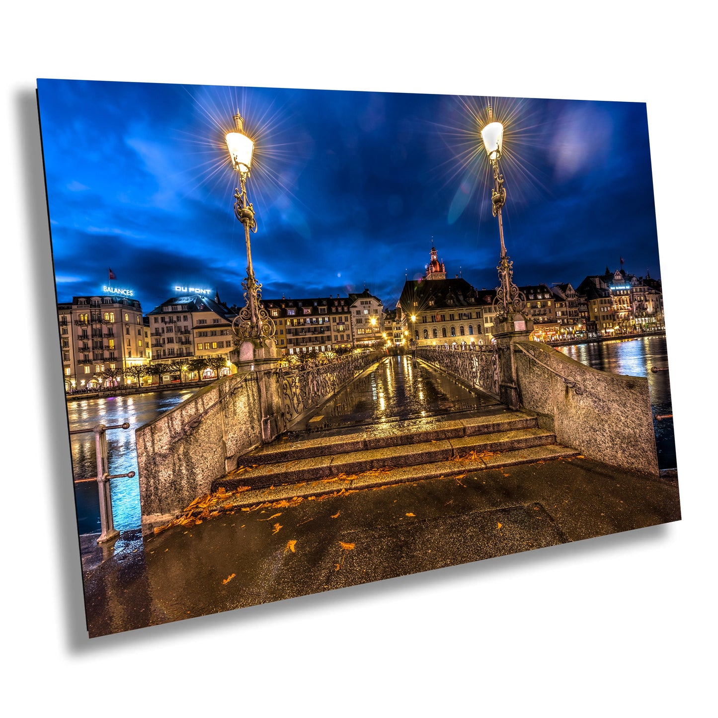 Lucerne Nightscape Print, Rathaussteg Bridge, Photo Art, Canvas Print, Canvas Wall Art, Fine Art Print