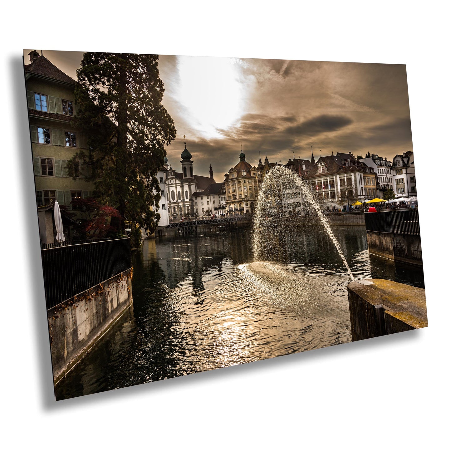 Lucerne Cityscape Photography, Lucerne Fountain Photo Art, Canvas Print, Canvas Wall Art, Fine Art Print