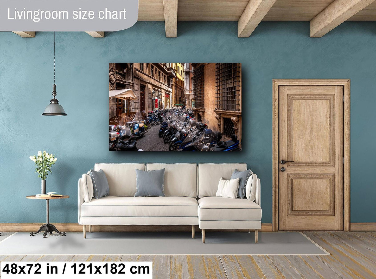 Rome Motorcycles on Canvas, Motorcycles Photo, Rome Street Scene Print, Italy Photography, Canvas Wall Art, Parking Lot