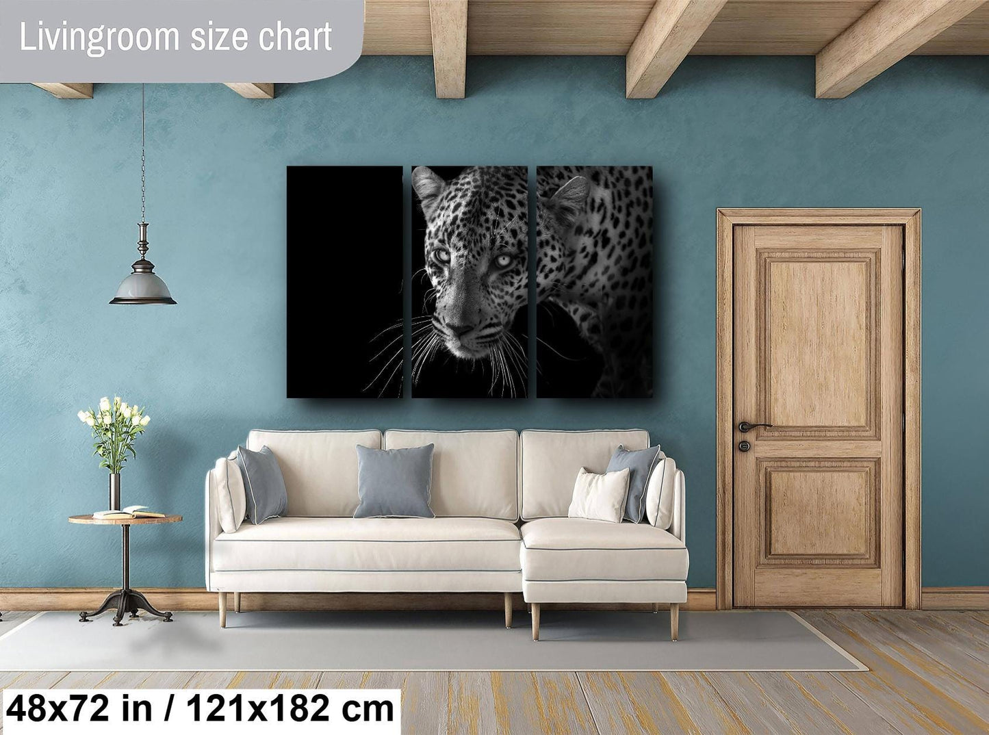 African Leopard Canvas Print, Travel Print, Black and White, Safari Print, Wall Art, Big Five, Nature, Wild Animals, South Africa