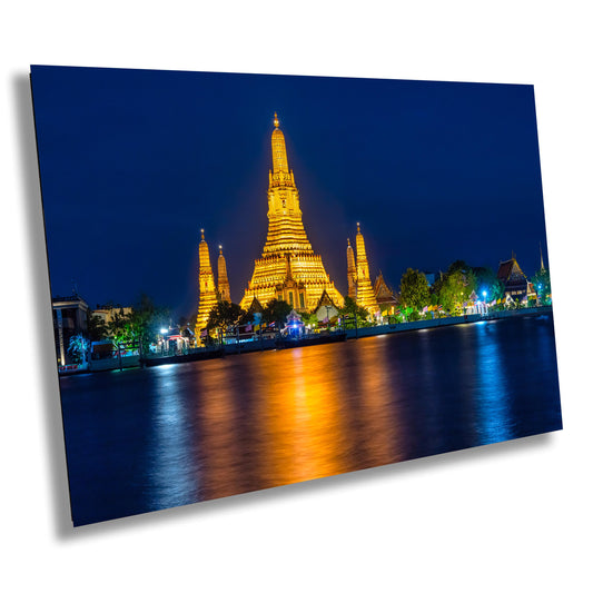 Wat Arun Temple, Thailand Photography, Bangkok River, Canvas Wall Art, Bangkok Photo, Temple Decor, Travel Photo, Dusk, Sunset, night photo