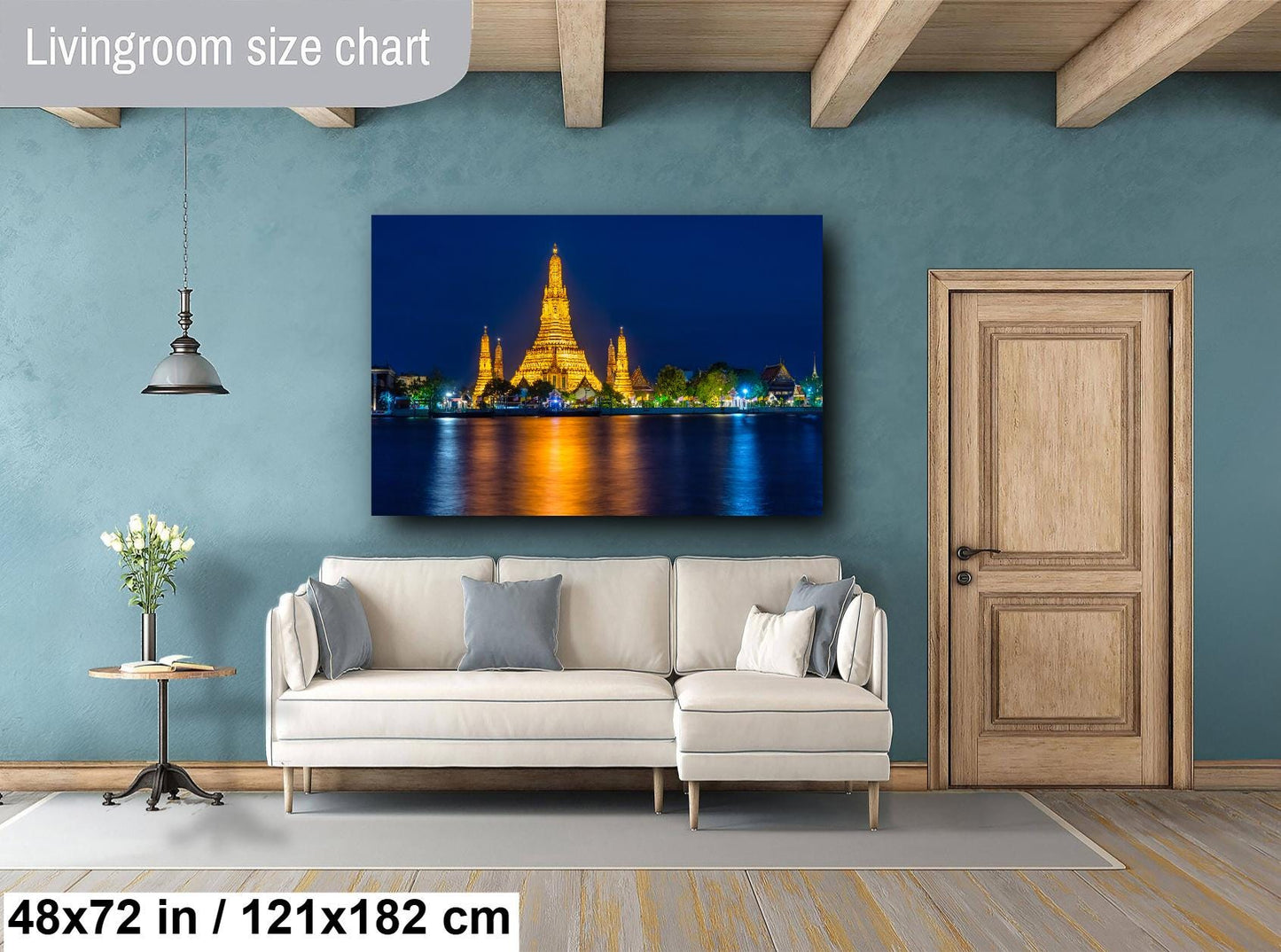 Wat Arun Temple, Thailand Photography, Bangkok River, Canvas Wall Art, Bangkok Photo, Temple Decor, Travel Photo, Dusk, Sunset, night photo