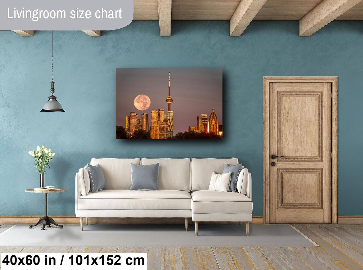 Toronto Cityscape Print, Toronto Picture Print, Full Blue Moon, Canada Decor, Toronto Wall art, Large Canvas Wall Art, CN Tower, Home Decor