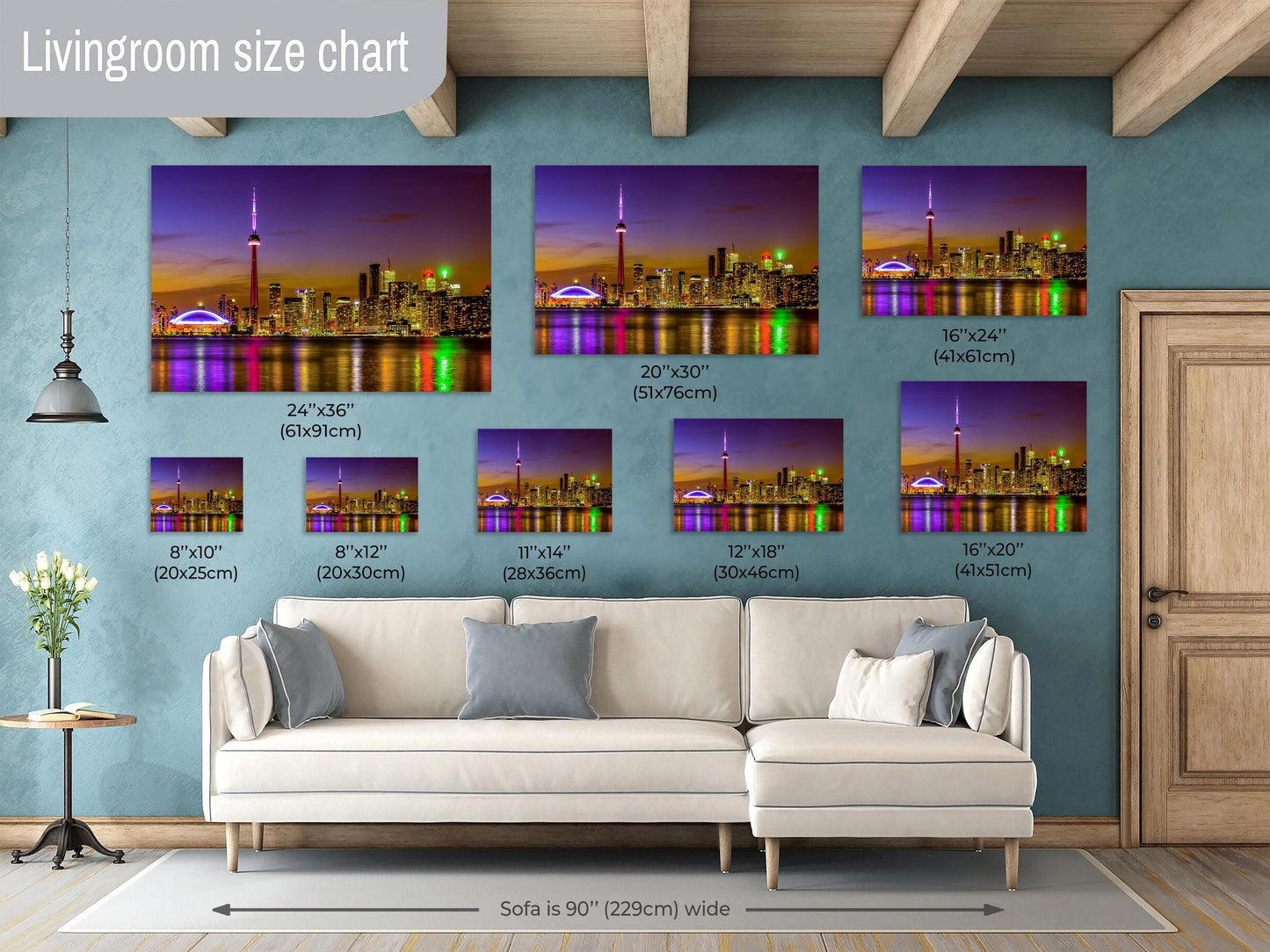 Toronto Skyline Photography, Photo Art, Canvas Print, Canvas Wall Art, CN Tower, Night Cityscape, Modern Art, Canada Poster, Gift, Travel