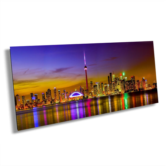 Toronto Skyline Photography, Panorama Art, Canvas Print, Canvas Wall Art, CN Tower, Night Cityscape, Large Canvas, Gift, Travel, Toronto Art