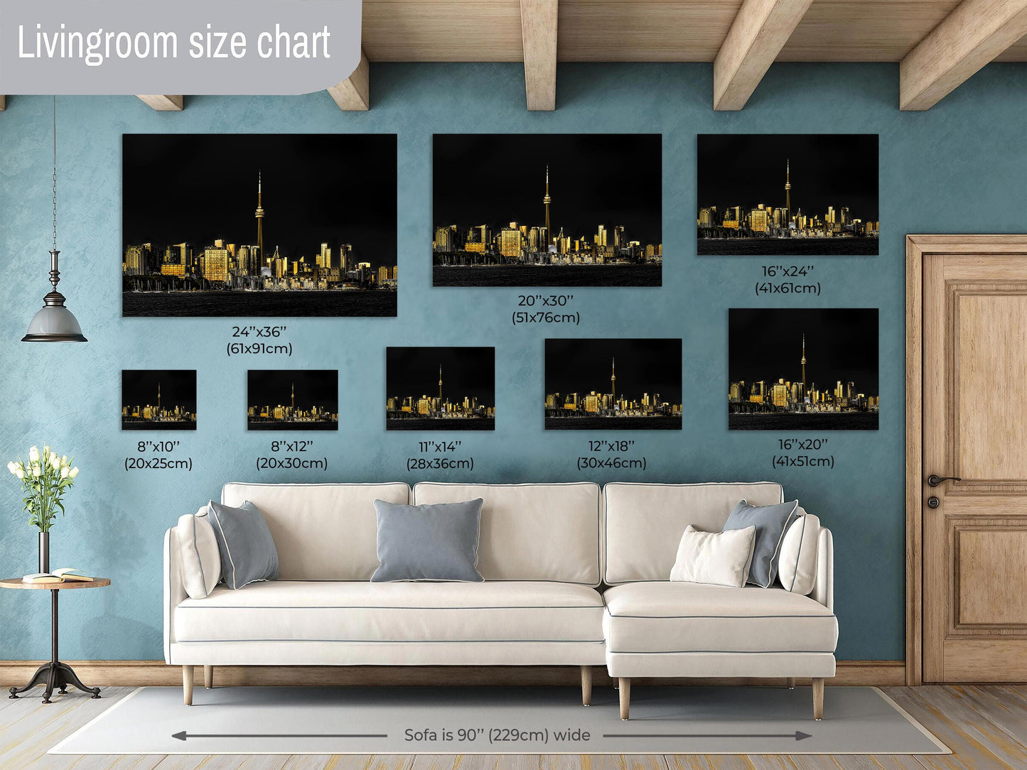 Toronto Night Skyline Canvas, Gold Buildings, Canvas Print, Home Decor, Canvas Wall Art, Fine Art Photography, Toronto Art, Modern Art