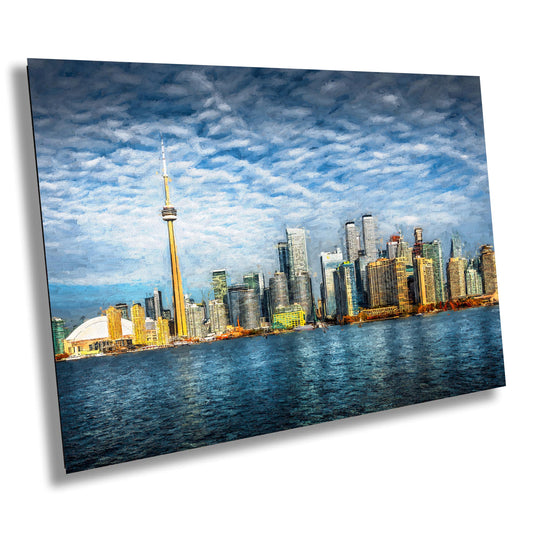 Toronto skyline print, Painterly art, CN Tower, Toronto waterfront, cityscape, urban photography, Toronto photo, Toronto architecture