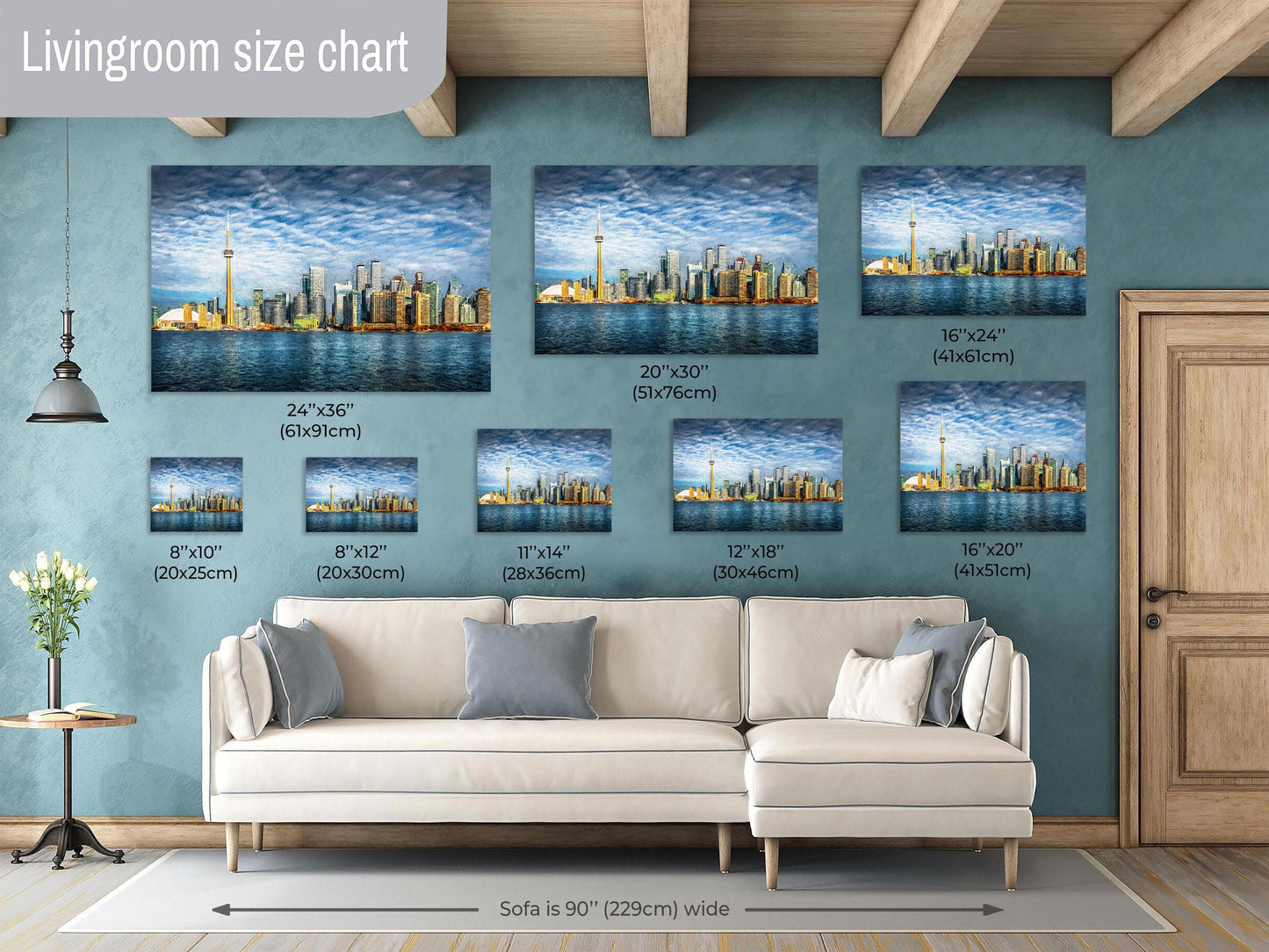 Toronto skyline print, Painterly art, CN Tower, Toronto waterfront, cityscape, urban photography, Toronto photo, Toronto architecture