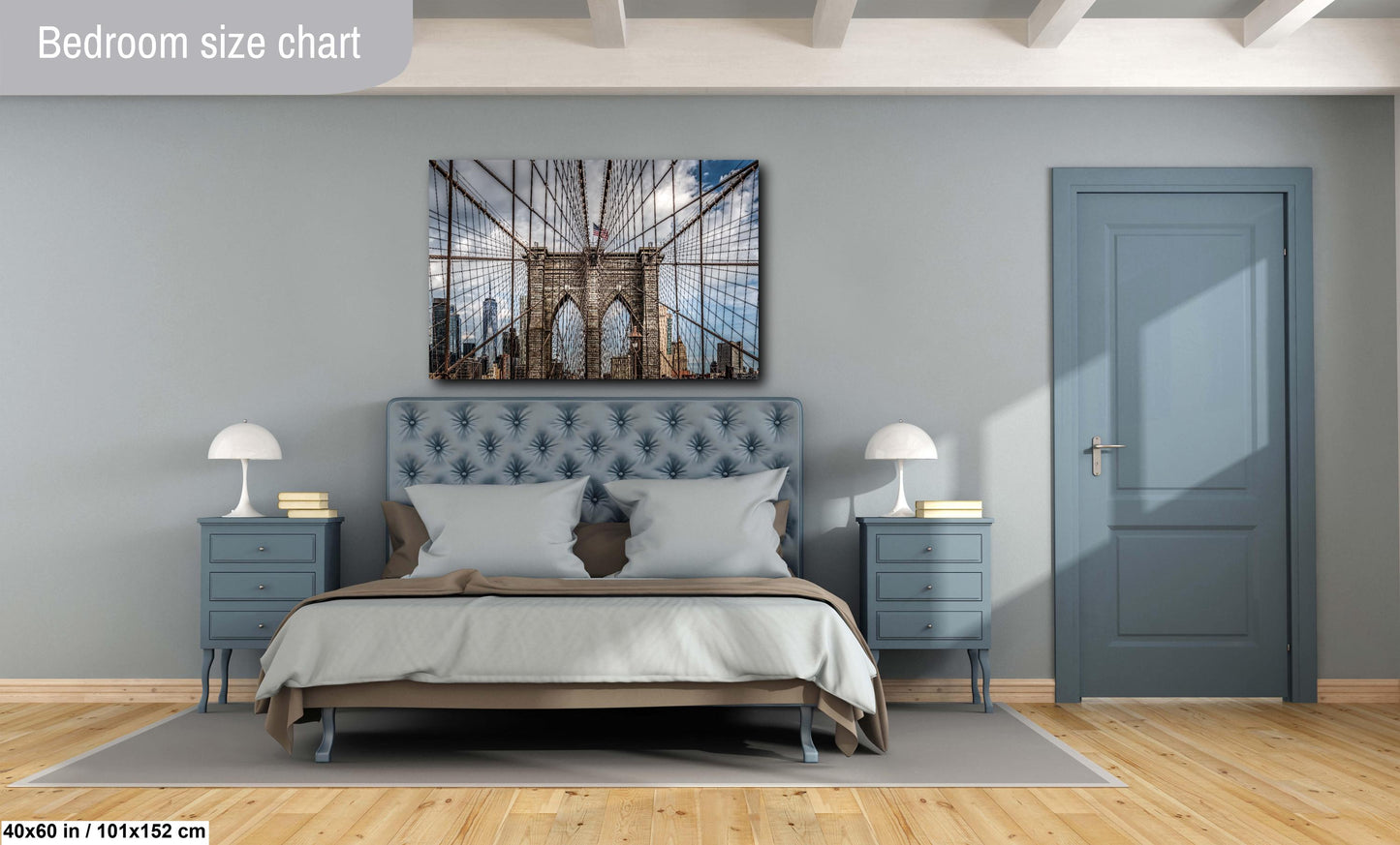 New York Print, Brooklyn Bridge, Canvas Wall Art, Cityscape Image, Photo Art, Architecture Art, Modern Wall Decor