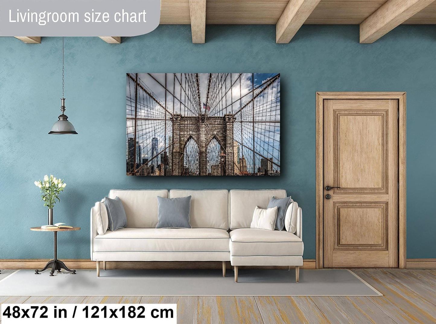 New York Print, Brooklyn Bridge, Canvas Wall Art, Cityscape Image, Photo Art, Architecture Art, Modern Wall Decor