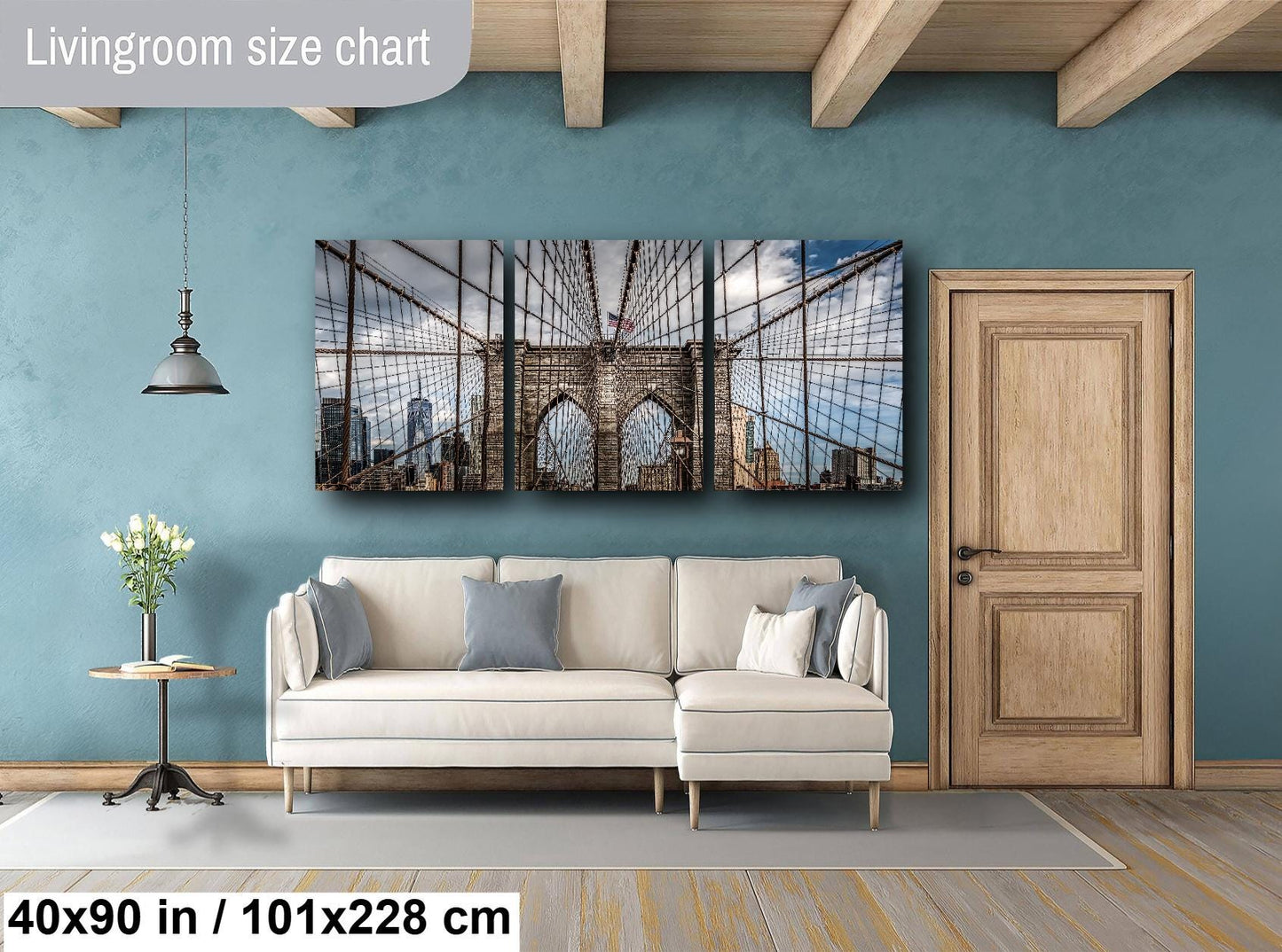 New York Print, Brooklyn Bridge, Canvas Wall Art, Cityscape Image, Photo Art, Architecture Art, Modern Wall Decor