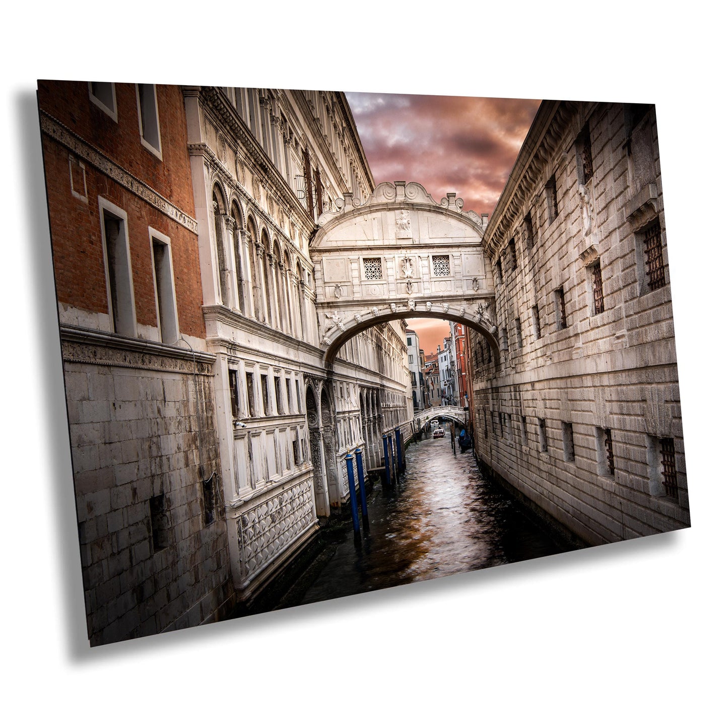 Venice Bridge of Sighs, Venice Photography, Fine Art Print, Italy Landscape, Water Reflection, Color Travel Wall Art, Prison, Gift Limestone