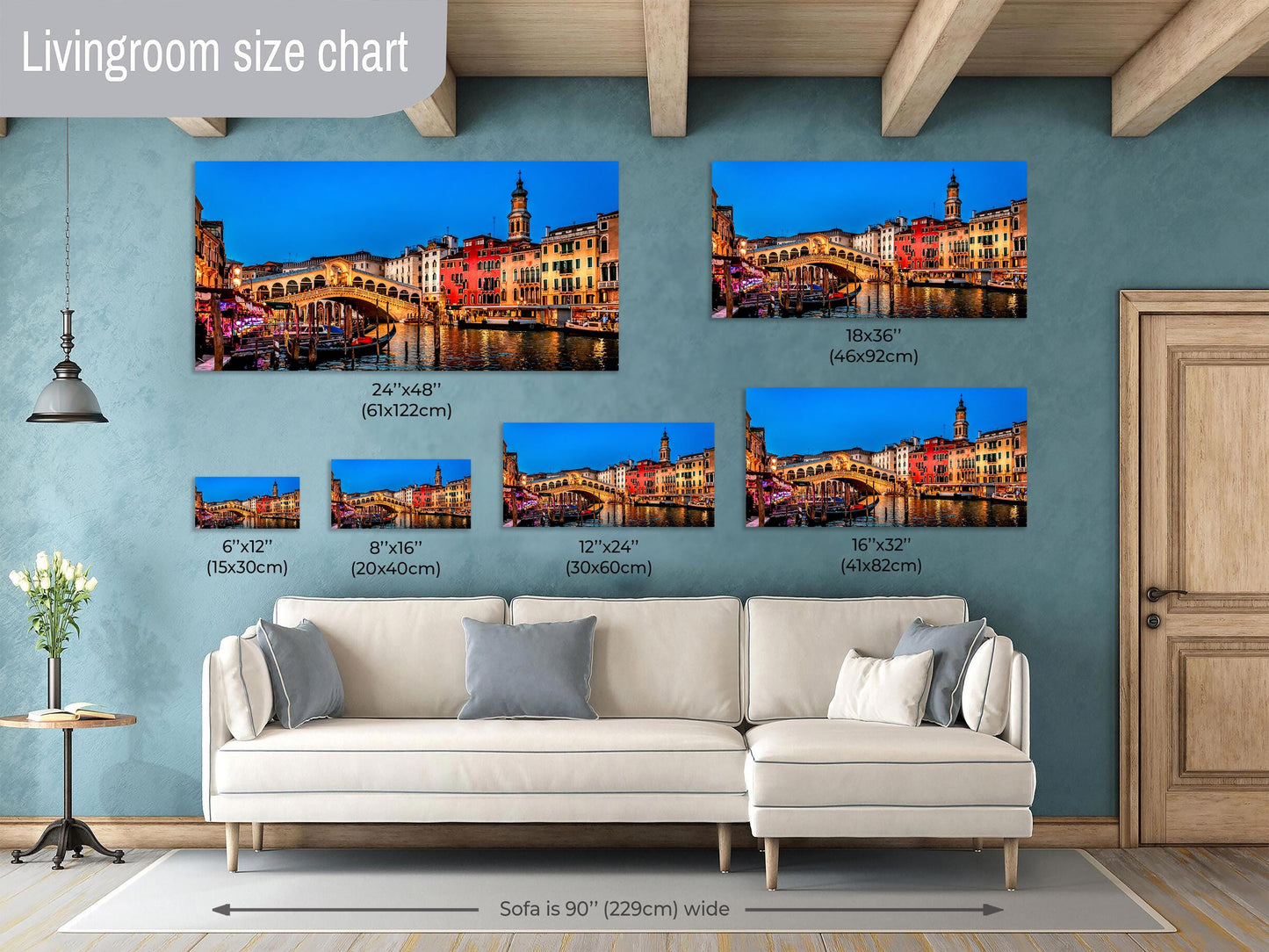 Venice Print, Italy Wall Art, Gift, Rialto Bridge at Night, Grand Canal Blue Hour Print, Italy Travel Art, Large Art Decor