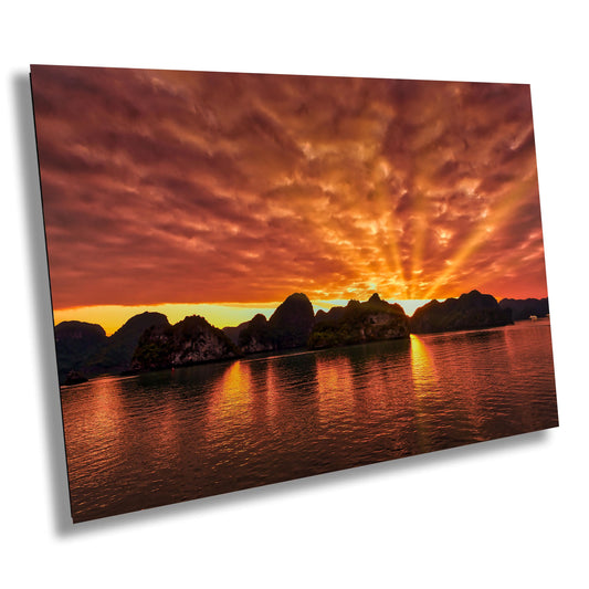 Ha Long Bay Sunset, Vietnam Halong Bay, Fine Art Photography, Home Decor, Large wall Canvas, Sunset Print, Metal, Canvas, Paper, Acrylic