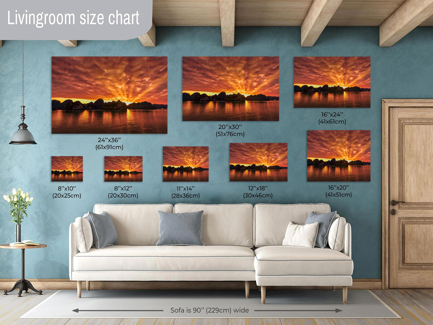 Ha Long Bay Sunset, Vietnam Halong Bay, Fine Art Photography, Home Decor, Large wall Canvas, Sunset Print, Metal, Canvas, Paper, Acrylic