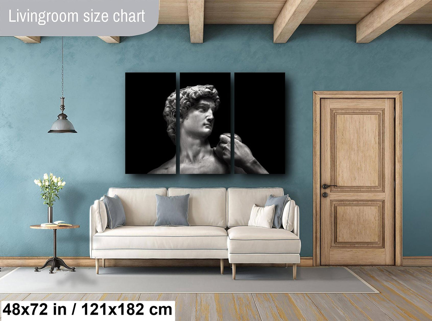 Statue of David Canvas Print, Michelangelo Art, Black and White, David statue print, Famous Art, Modern Art, paper, acrylic, metal