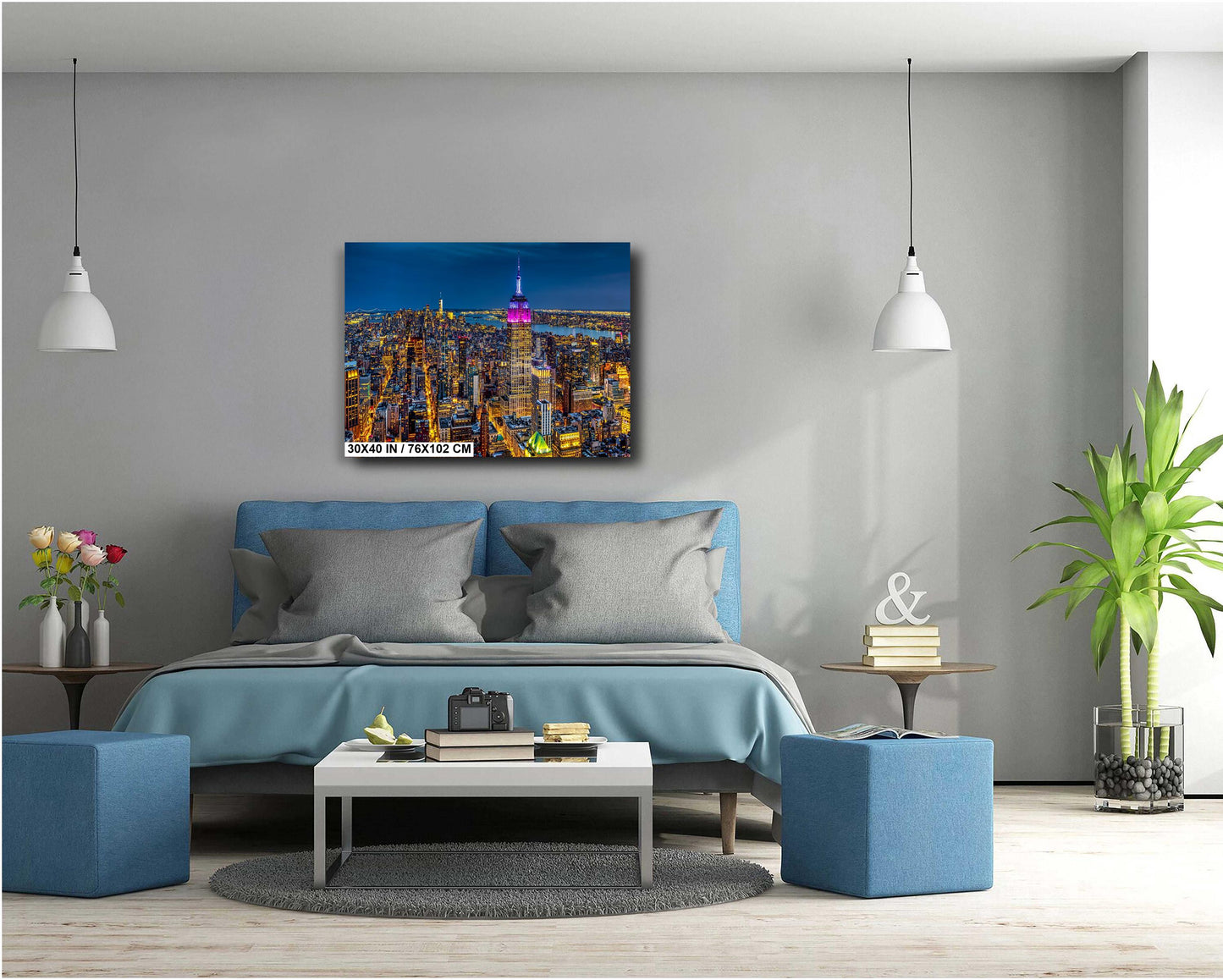 New York City Print, Skyline Night, Canvas Wall Art, Cityscape Image, Photo Art, Architecture Art, Modern Wall Decor, Manhattan Cityscape