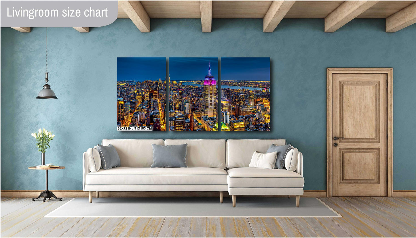 New York City Print, Skyline Night, Canvas Wall Art, Cityscape Image, Photo Art, Architecture Art, Modern Wall Decor, Manhattan Cityscape