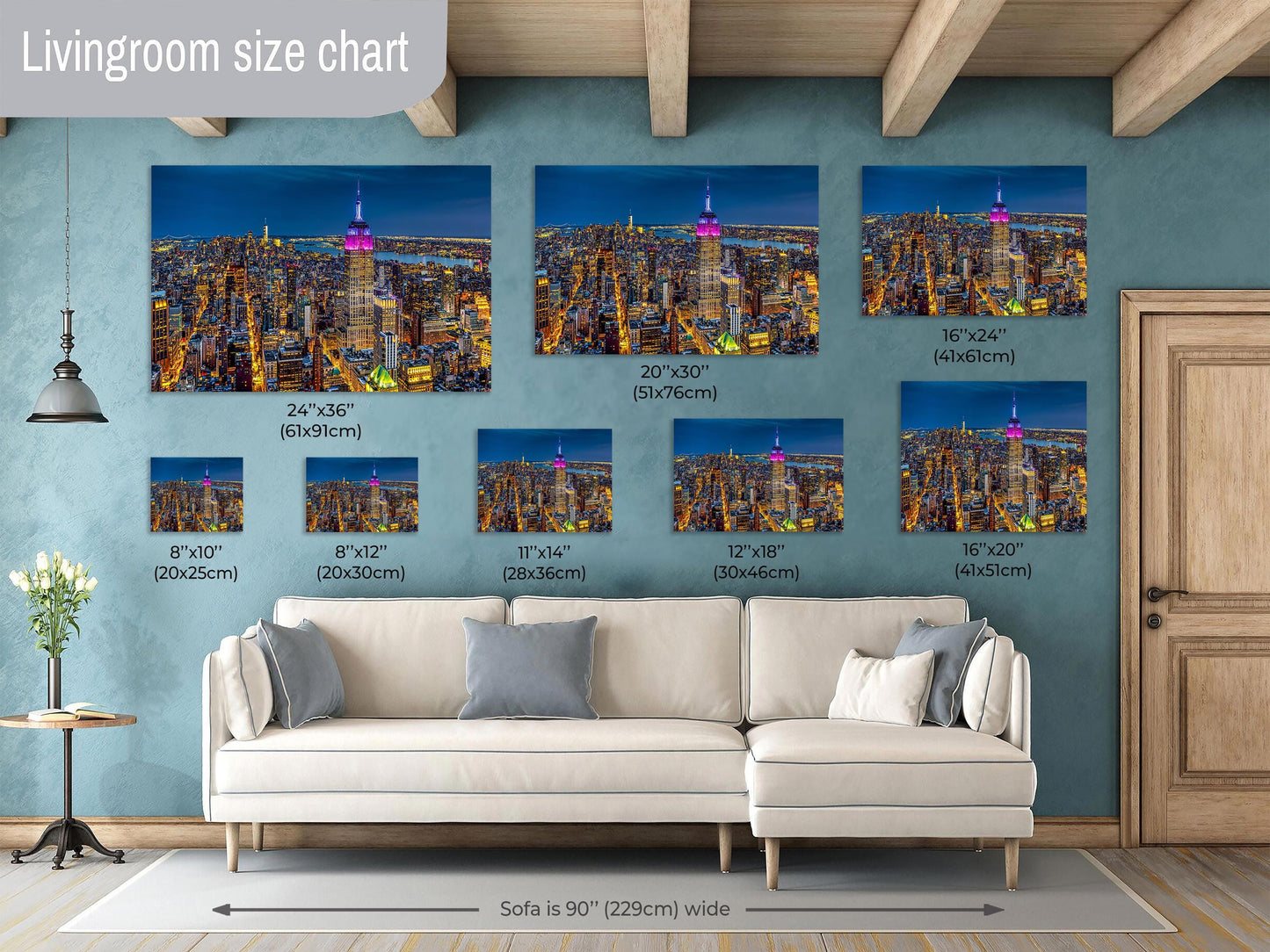 New York City Print, Skyline Night, Canvas Wall Art, Cityscape Image, Photo Art, Architecture Art, Modern Wall Decor, Manhattan Cityscape