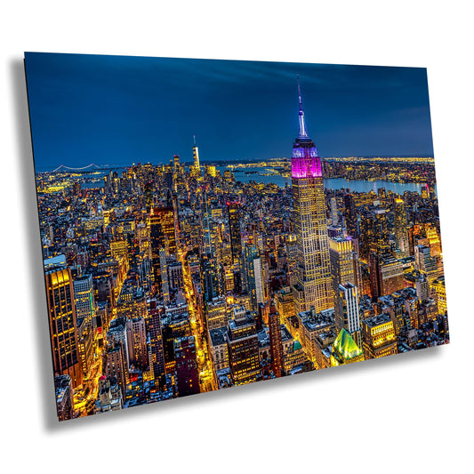 New York City Print, Skyline Night, Canvas Wall Art, Cityscape Image, Photo Art, Architecture Art, Modern Wall Decor, Manhattan Cityscape