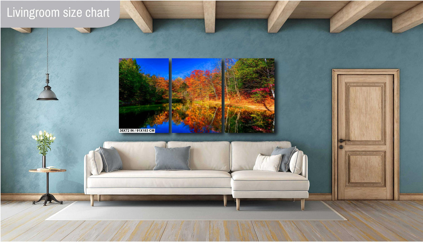 Autumn Colors on Lake on Canvas, Landscape Image, Painterly Art, Canvas Print, Canvas Wall Art, Autumn Leaves, Nature Art