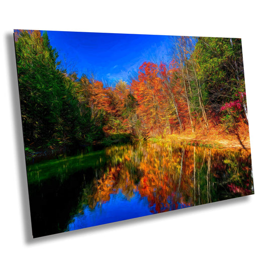 Autumn Colors on Lake on Canvas, Landscape Image, Painterly Art, Canvas Print, Canvas Wall Art, Autumn Leaves, Nature Art