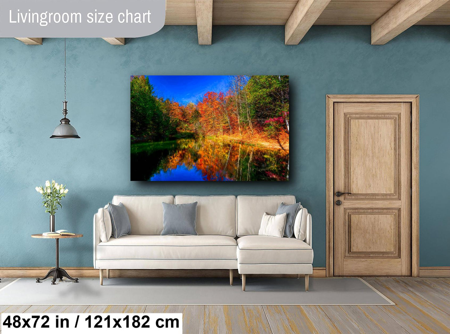 Autumn Colors on Lake on Canvas, Landscape Image, Painterly Art, Canvas Print, Canvas Wall Art, Autumn Leaves, Nature Art