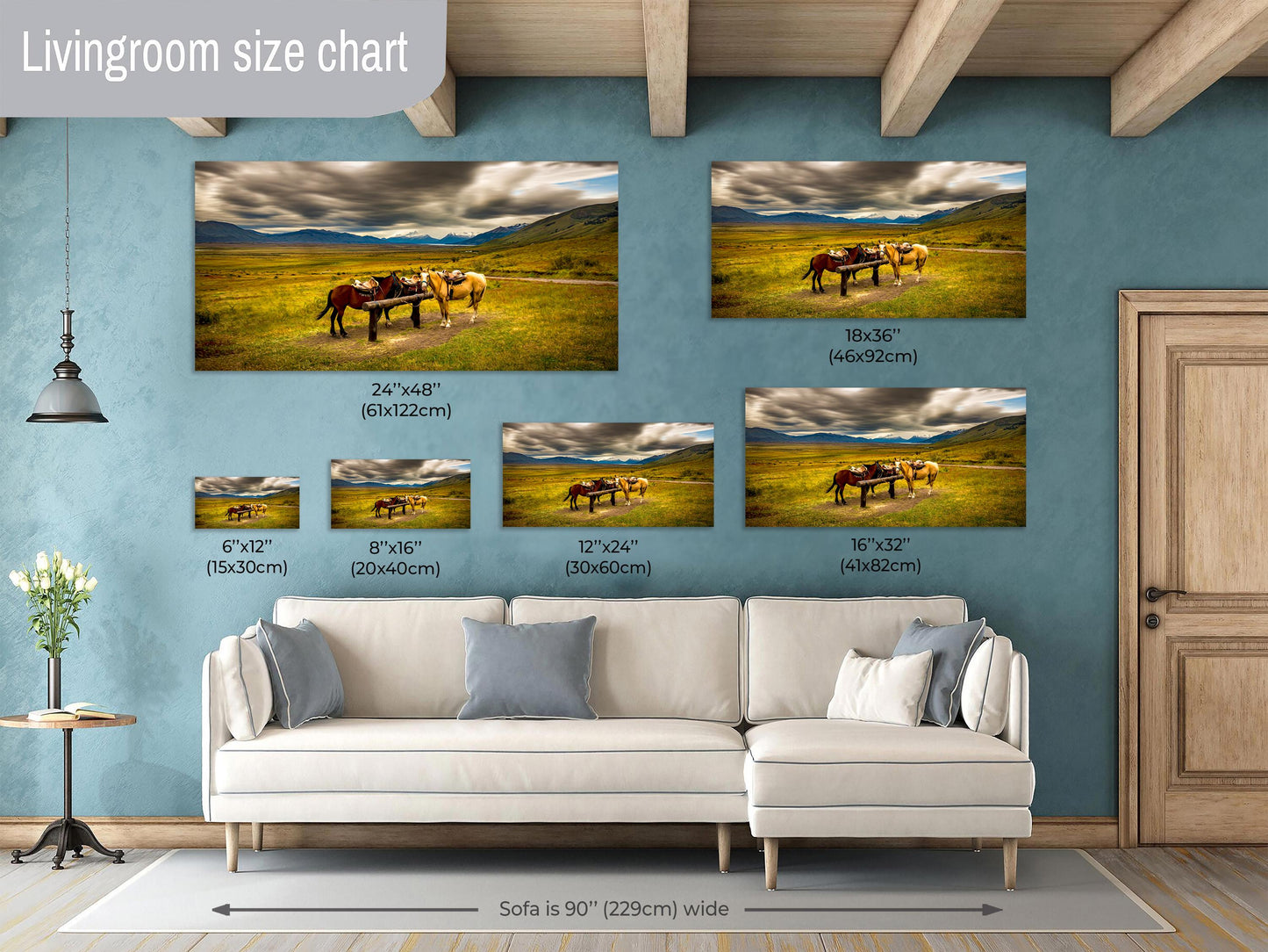 Patagonia Horses Canvas Print, Painterly Photo Art, Landscape Photography, Canvas Print, Canvas Wall Art |