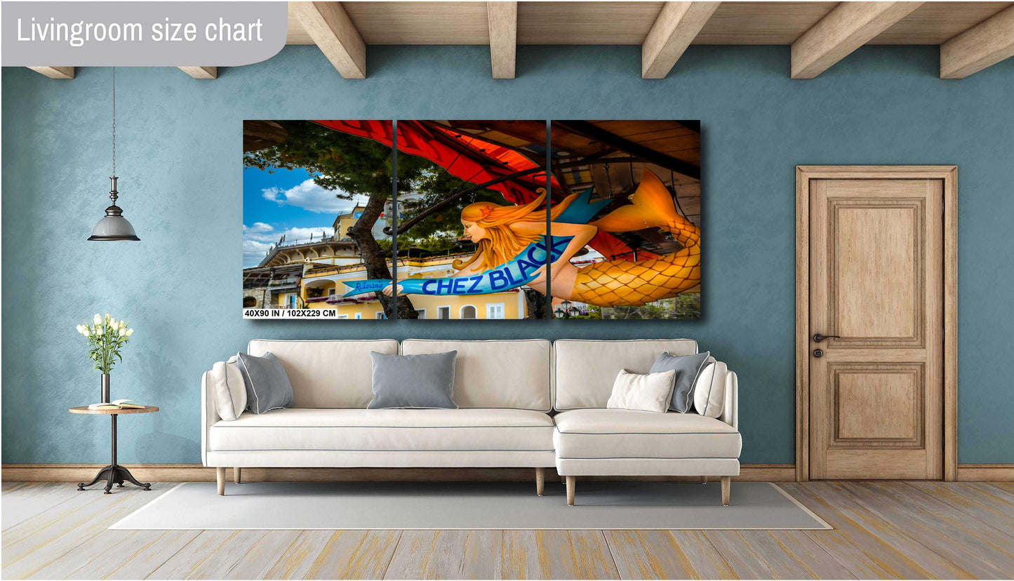 Positano Print On Canvas, Chez Black Restaurant, Amalfi Coast Photo, Photo Art, Italy Photography, Canvas Wall Art