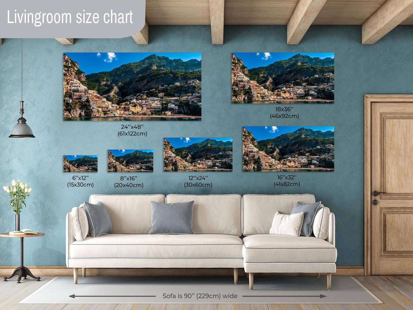 Positano Italy Landscape, Amalfi Coast, Italy Photography, Canvas Wall Art, Honeymoon, Positano Photo, Italian Home Decor, Summer in Italy