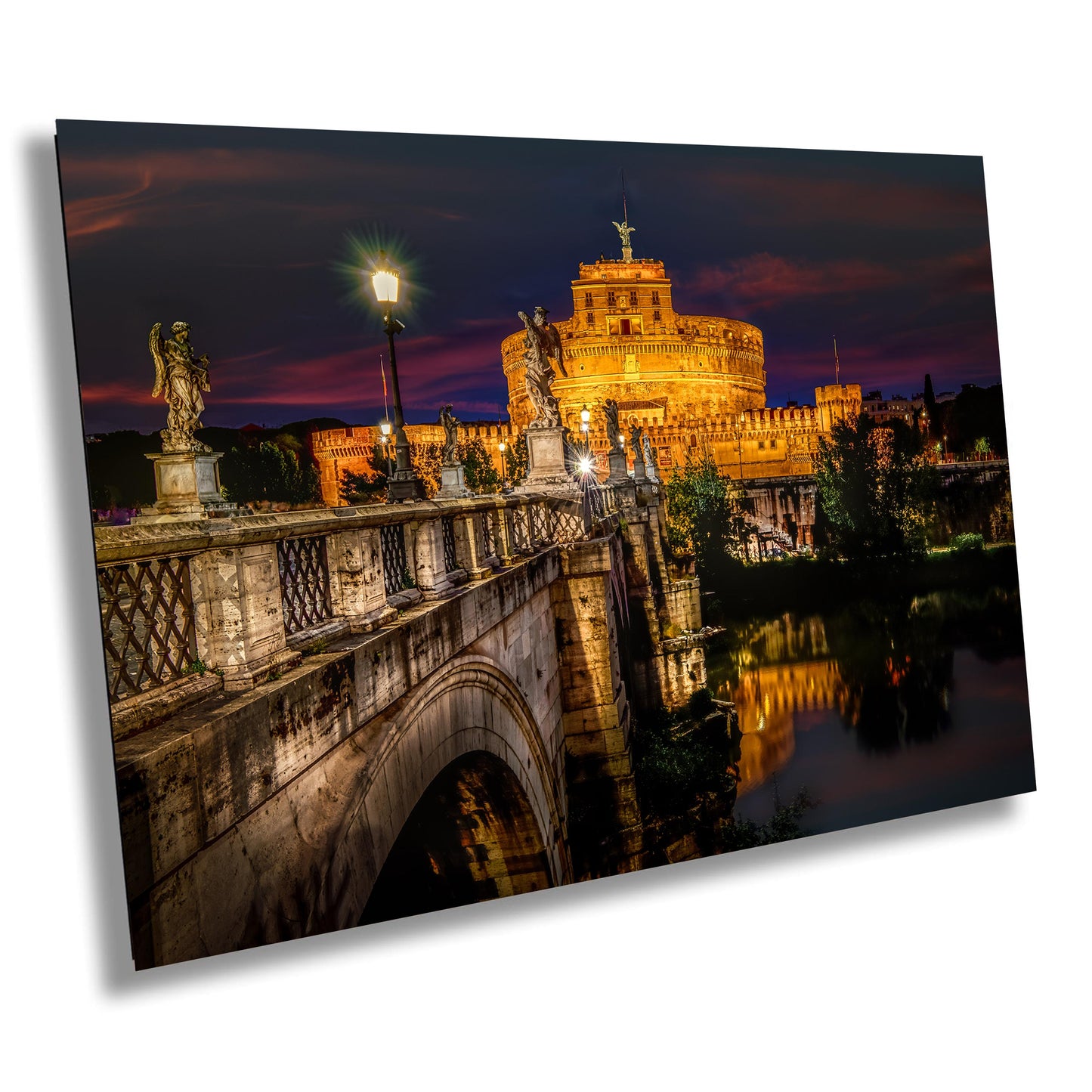 Rome Italy Print, Castel Sant Angelo, Italy Photography, Sunset, Photo, Canvas Wall Art, St Angelo Bridge Photo, Anniversary Gift, metal,