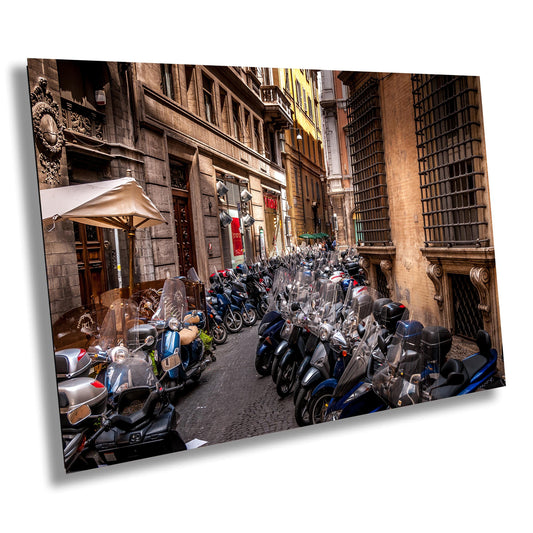 Rome Motorcycles on Canvas, Motorcycles Photo, Rome Street Scene Print, Italy Photography, Canvas Wall Art, Parking Lot