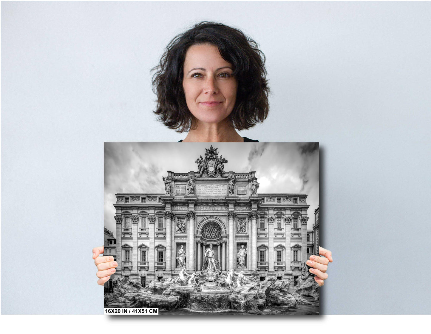 Rome Trevi Fountain Black and White Photo, Rome Italy Print, Italy Photography, Canvas Wall Art, Rome Fountain, Anniversary Gift, Travel