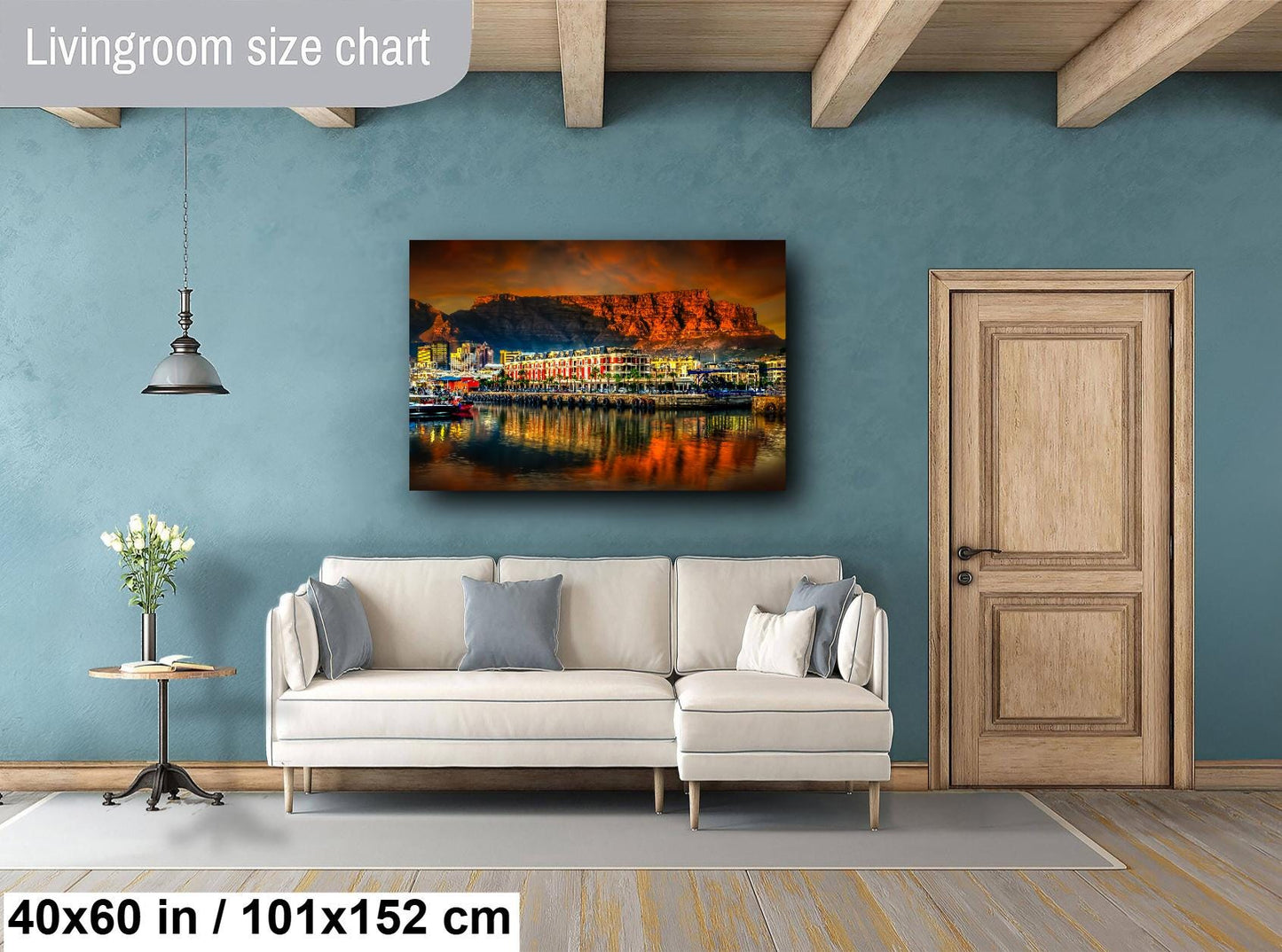 Cape Town Table Mountain Wall Decor, Sunrise on Mountain, Fine Art Canvas Print, South Africa Landscape Art, Cape Grace Hotel, Travel