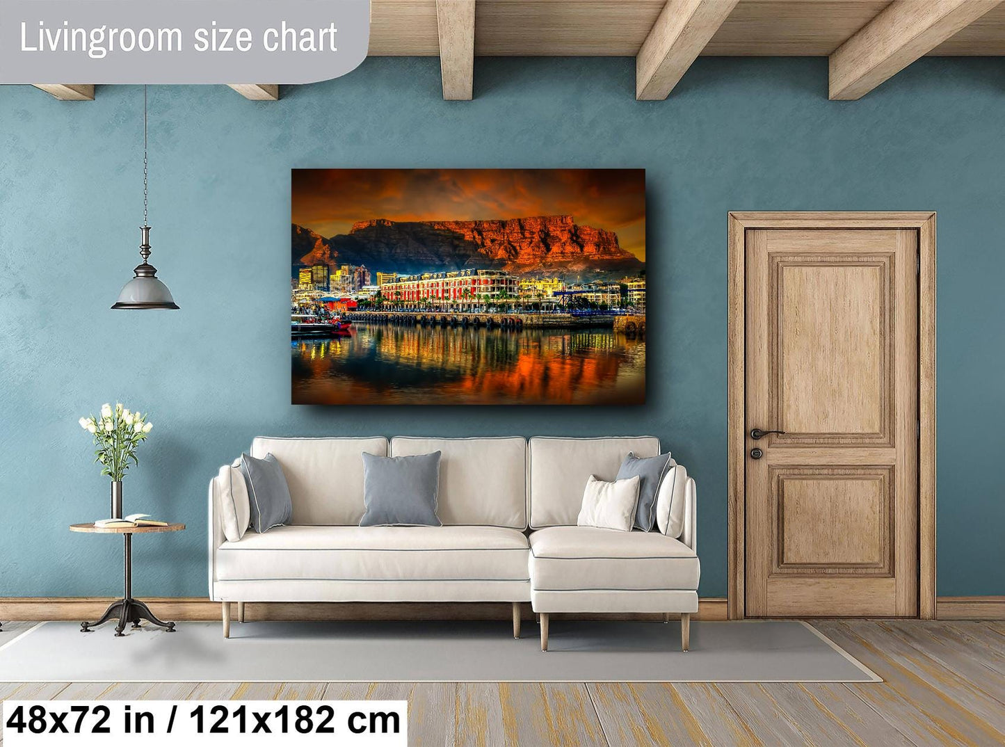 Cape Town Table Mountain Wall Decor, Sunrise on Mountain, Fine Art Canvas Print, South Africa Landscape Art, Cape Grace Hotel, Travel