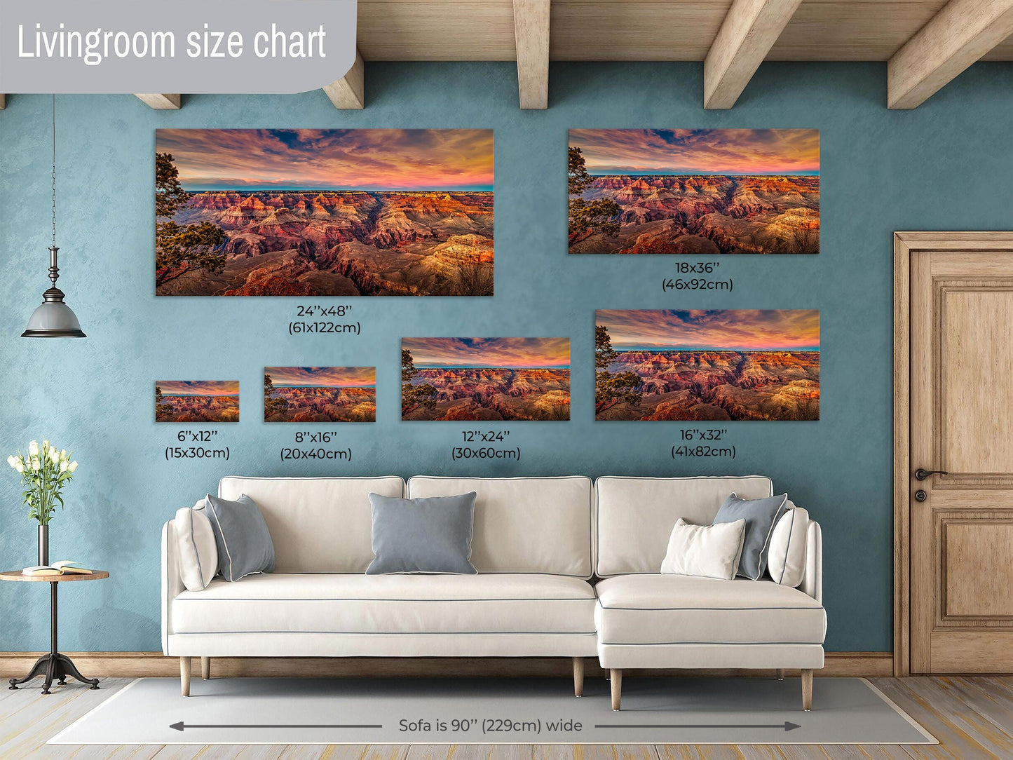 Grand Canyon Sunset Photography, Landscape Canvas Print, Travel Art, Wall decor, South Rim Desert, Arizona Park, Red Rocks