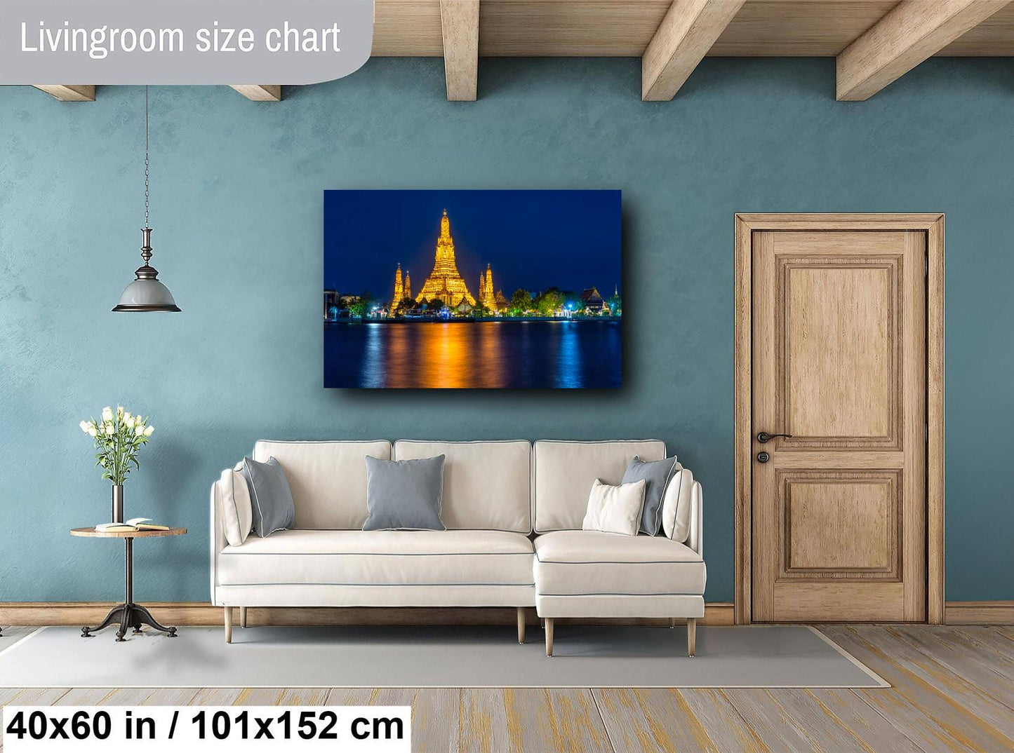 Wat Arun Temple, Thailand Photography, Bangkok River, Canvas Wall Art, Bangkok Photo, Temple Decor, Travel Photo, Dusk, Sunset, night photo