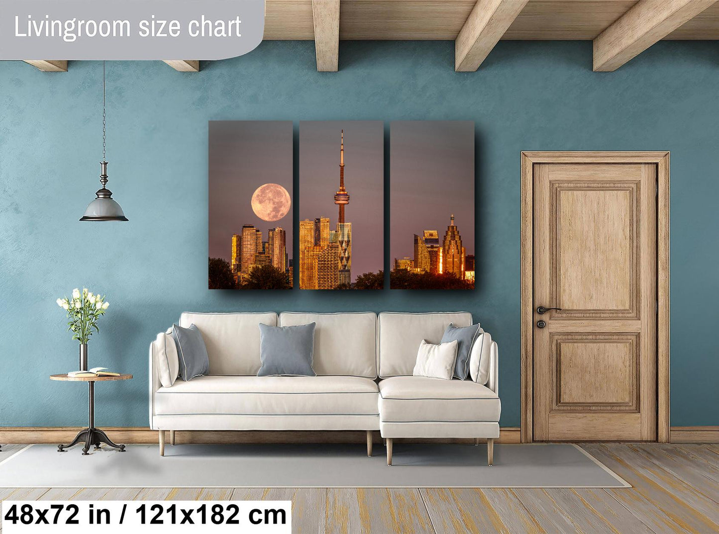 Toronto Cityscape Print, Toronto Picture Print, Full Blue Moon, Canada Decor, Toronto Wall art, Large Canvas Wall Art, CN Tower, Home Decor