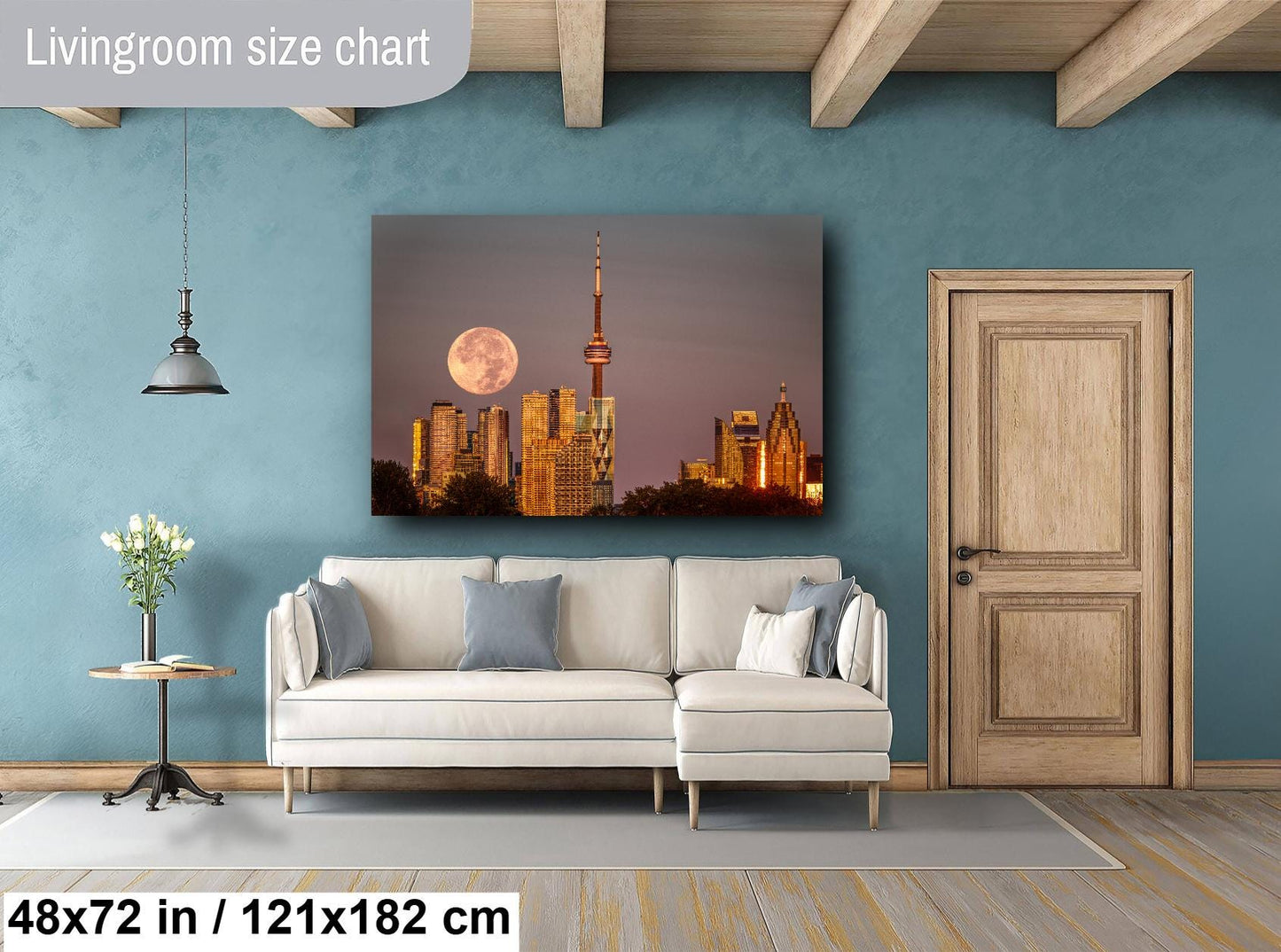 Toronto Cityscape Print, Toronto Picture Print, Full Blue Moon, Canada Decor, Toronto Wall art, Large Canvas Wall Art, CN Tower, Home Decor