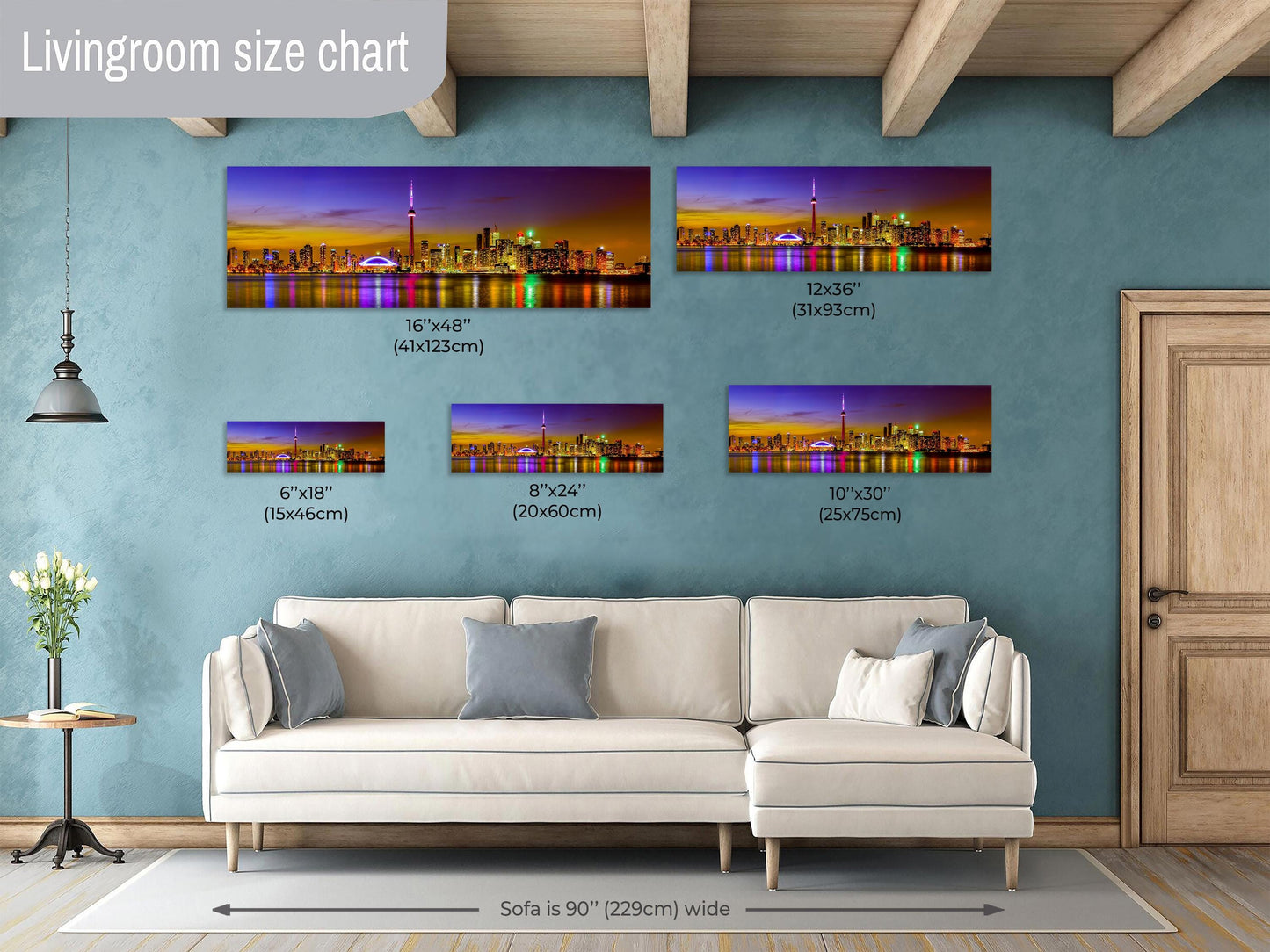 Toronto Skyline Photography, Panorama Art, Canvas Print, Canvas Wall Art, CN Tower, Night Cityscape, Large Canvas, Gift, Travel, Toronto Art