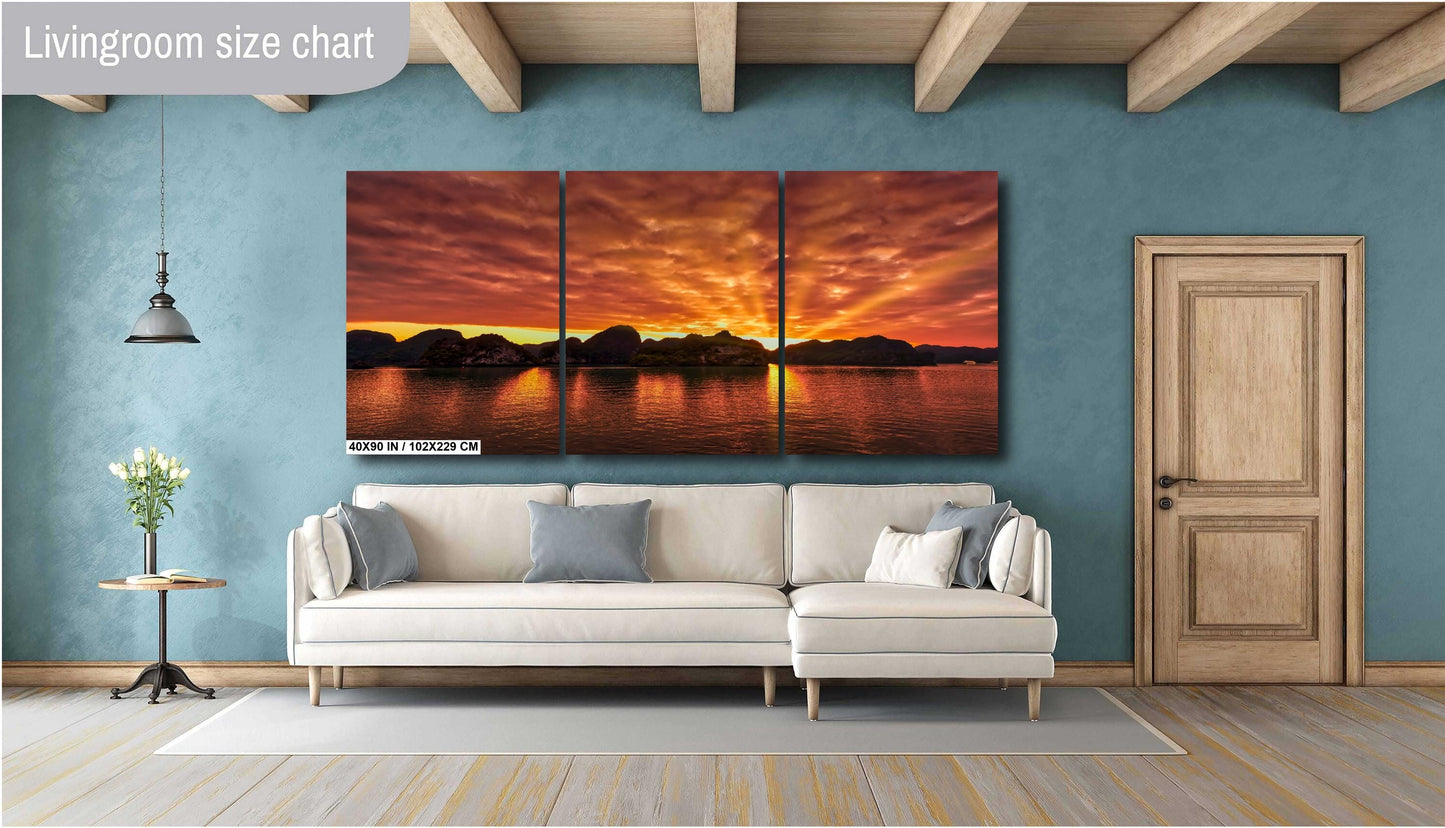 Ha Long Bay Sunset, Vietnam Halong Bay, Fine Art Photography, Home Decor, Large wall Canvas, Sunset Print, Metal, Canvas, Paper, Acrylic